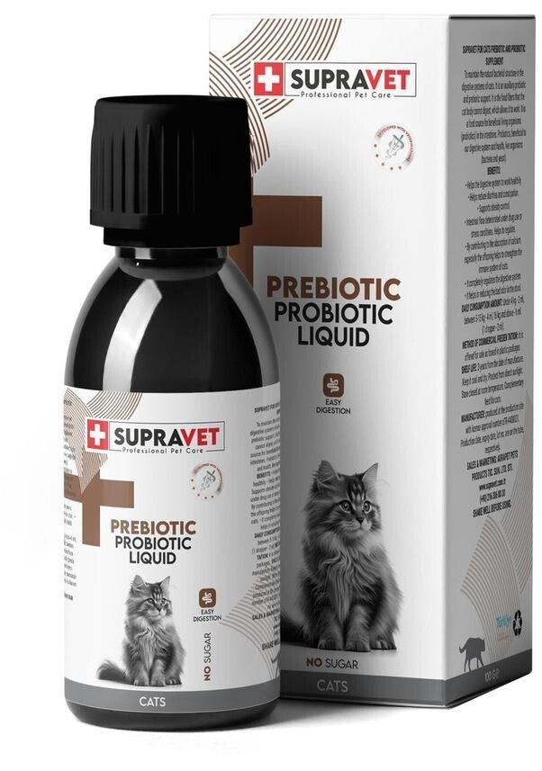 Supravet Probiyotik. Kedi Bağışıklık Güçlendirici Sıvı Probiyotik Prebiyotik Takviyesi 100 ML | SRC: Barcode: 8680589182841